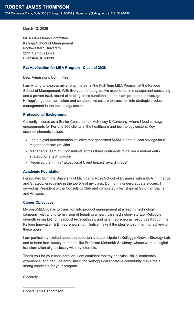 Corporate professional letter